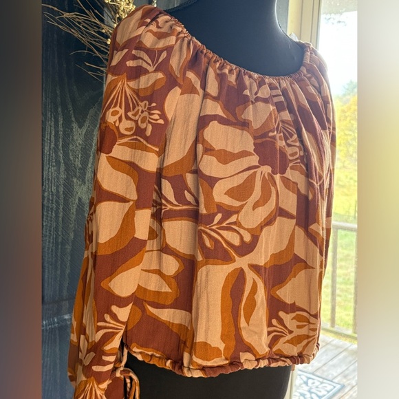 Gilli Brown and Cream Floral Blouse Size Small - Picture 2 of 10